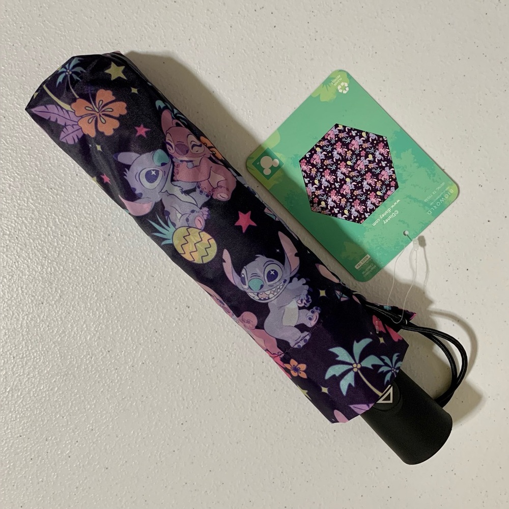 Bioworld Disney’s Stitch and Angel All-Over-Print Compact Umbrella-New
